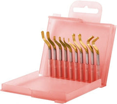 Shaviv - 10 Piece Hand Deburring Tool Set - E100P, E110P, E111P, E200P, E300P Blades, For Straight Edge, Hole Edge - Exact Tooling