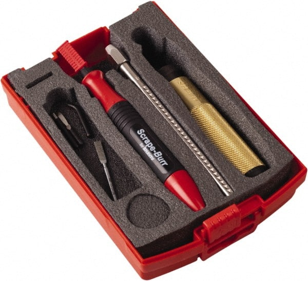 Shaviv - 8 Piece High Speed Steel Blade Hand Deburring Tool Set - U Blade Holder, BUS1, BUS2, BUS31, BUS4;Scrape-Burr 400 Blades, For Hole Edge, Straight Edge - Exact Tooling