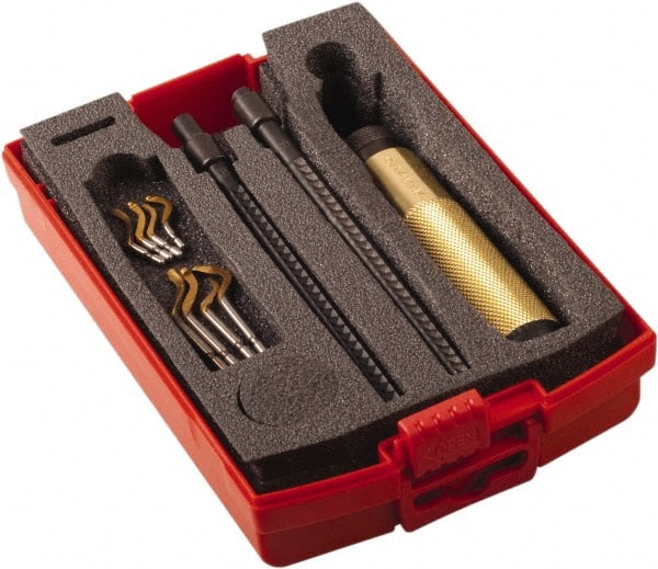 Shaviv - 11 Piece Hand Deburring Tool Set - B, E Blade Holder, B10P, B11P, B20P, B30P;E100P, E111P, E200P, E300P Blades, For Straight Edge, Hole Edge - Exact Tooling