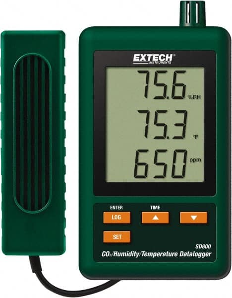 Extech - 32 to 122°F, 10 to 90% Humidity Range, Temp, CO2 Recorder - Exact Tooling