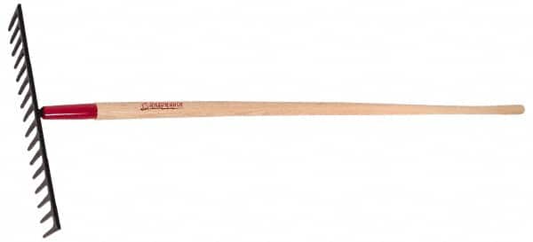 Razor-Back - Asphalt Rake with 66" Straight Wood Handle - 18-1/2" Blade Width, 16 Tines, 4" Tine Length - Exact Tooling