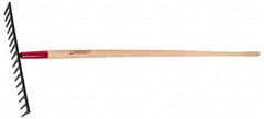 Razor-Back - Asphalt Rake with 66" Straight Wood Handle - 18-1/2" Blade Width, 16 Tines, 4" Tine Length - Exact Tooling