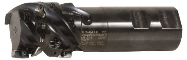 Kennametal - 40mm Cut Diam, 40.8mm Max Depth of Cut, 32mm Shank Diam, 126mm OAL, Indexable Square Shoulder Helical End Mill - EC14.., EP14.. Inserts, Weldon Shank, 0° Lead Angle, Through Coolant - Exact Tooling