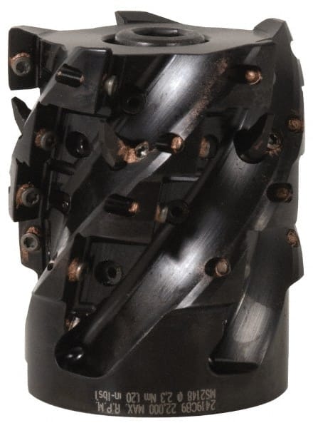 Kennametal - 12 Inserts, 63mm Cut Diam, 27mm Arbor Diam, 39.9mm Max Depth of Cut, Indexable Square-Shoulder Face Mill - 0/90° Lead Angle, 65mm High, EC14.., EP14.. Insert Compatibility, Through Coolant, Series Mill 1-14 - Exact Tooling