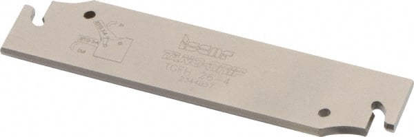 Iscar - 1.0236" Blade Height, 0.1339" Blade Width, 4.3307" OAL, Neutral Cut, Single End Indexable Cut-Off Blade - TGFH Blade, Sumo-Grip, Tang-Grip Series - Exact Tooling