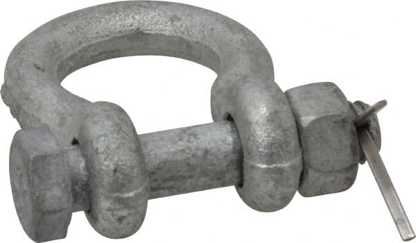 Made in USA - 5/16" Nominal Chain Size, 0.75 Ton Carbon Steel Bolt Anchor Shackle - 5/16" Diam, 3/8" Pin Diam, 1-1/4" High Inside Jaw, 0.969" Inside Width, 3/8" Max Body Thickness - Exact Tooling