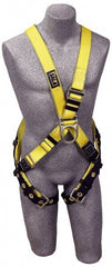 DBI/SALA - 420 Lb Capacity, Size Universal, Full Body Cross-Over Safety Harness - Polyester Webbing, Front D-Ring, Tongue Leg Strap, Pass-Thru Chest Strap - Exact Tooling