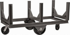 Durham - 4,000 Lb Capacity Steel Bar Cradle Truck - Steel Deck, 96" OAW, Phenolic Casters - Exact Tooling