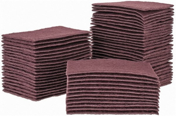 Brite Star - Very Fine Grade, Aluminum Oxide Hand Pad - Maroon, 6" Wide x 9" Long, Nonwoven - Exact Tooling