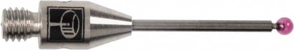 Renishaw - 0.02 Inch Ball Diameter, Carbide Stem, M2 Thread, Ruby Point Ball Tip CMM Stylus - 0.28 Inch Working Length, 0.012 Inch Stem Diameter, 0.79 Inch Overall Length - Exact Tooling