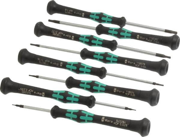 Wera - 8 Piece, 0.028 to 7/64" Hex Driver Set - Comes in Cardboard Box - Exact Tooling