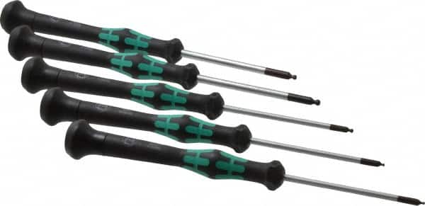 Wera - 5 Piece, 1.3 to 3mm Ball End Hex Driver Set - Comes in Display Box - Exact Tooling