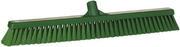 Vikan - 24" Fine Particle Synthetic Push Broom - 2" Bristle Length, Plastic Block, European Threaded Handle Connection - Exact Tooling