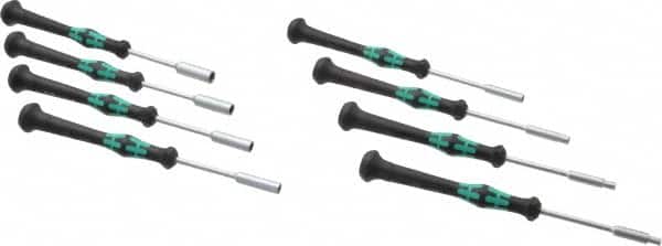 Wera - 8 Piece 2.5 to 6mm Electronic Nutdriver Set - Solid Shaft, Ergonomic Handle - Exact Tooling