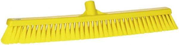 Vikan - 24" Fine Particle Synthetic Push Broom - 2" Bristle Length, Plastic Block, European Threaded Handle Connection - Exact Tooling