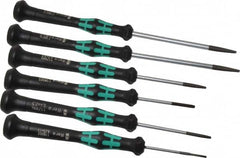 Wera - 6 Piece Slotted Screwdriver Set - Blade Sizes: Width Metric 1.5, 2, 2.5, 3, 3.5 & 4, Metric Length mm: 1.5mm x 40mm, 2mm x 40mm, 2.5mm x 50mm, 3mm x 50mm, 3.5mm x 80mm & 4mm x 80mm - Exact Tooling