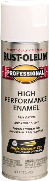 Rust-Oleum - White, Semi Gloss, Rust Proof Enamel Spray Paint - 14 Sq Ft per Can, 15 oz Container, Use on Multipurpose - Exact Tooling