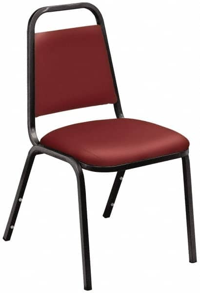 NPS - Vinyl Burgundy Stacking Chair - Black Frame, 17-1/4 Inch Wide x 20 Inch Deep x 33 Inch High - Exact Tooling