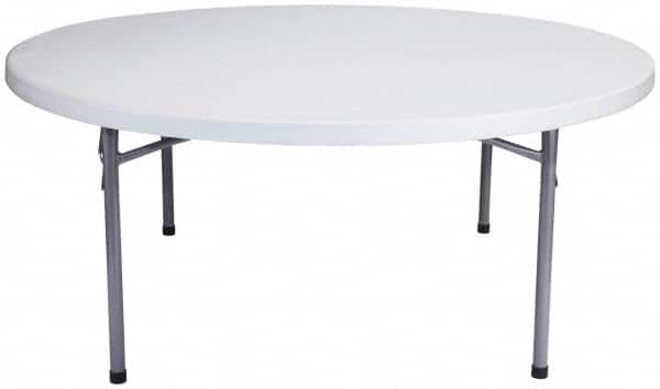 NPS - 29-1/2" High x 71" Diam, Round Folding Table - Speckled Gray - Exact Tooling
