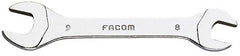 Facom - 8mm x 9mm Stubby Open End Wrench - 3-1/2" OAL, Double End, Satin Finish, 15° Head Angle - Exact Tooling