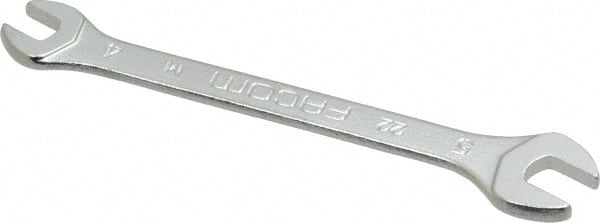 Facom - 4mm x 5mm Stubby Open End Wrench - 2-9/32" OAL, Double End, Satin Finish, 15° Head Angle - Exact Tooling