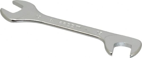 Facom - 15mm Stubby Extra Thin Open End Wrench - 5-33/64" OAL, Double End, Satin Finish, 15° & 75° Head Angle - Exact Tooling