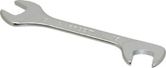 Facom - 15mm Stubby Extra Thin Open End Wrench - 5-33/64" OAL, Double End, Satin Finish, 15° & 75° Head Angle - Exact Tooling