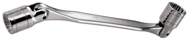 Facom - 21 x 23", 12 Point, Satin Chrome Coated, Double Flex-End Socket Wrench - 13-1/32" OAL, 41.5mm Head Thickness - Exact Tooling