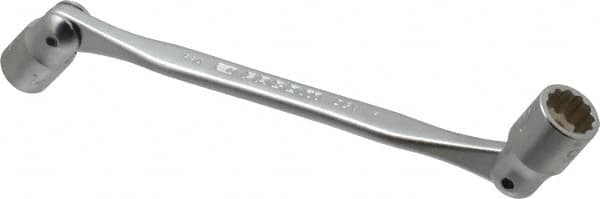 Facom - 14 & 15", 12 Point, Satin Chrome Coated, Double Flex-End Socket Wrench - 9-11/32" OAL, 33mm Head Thickness - Exact Tooling