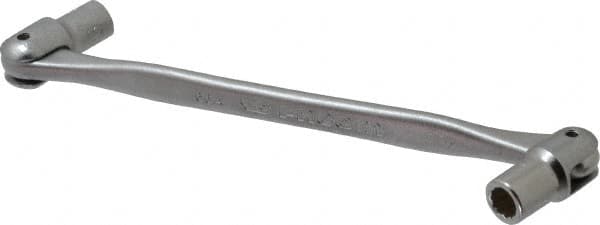 Facom - 6 x 7", 12 Point, Satin Chrome Coated, Double Flex-End Socket Wrench - 7-27/64" OAL, 23mm Head Thickness - Exact Tooling