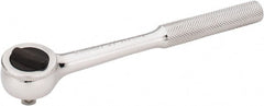 Stanley - 3/8" Drive Round Head Ratchet - Chrome Finish, 7-7/8" OAL - Exact Tooling