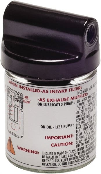 Gast - 8 oz Air Compressor Filter/Muffler Assembly - 3 Piece, Use with Gast 0523 Rotary Vane Units - Exact Tooling