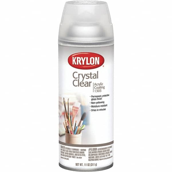 Krylon - Crystal Clear, Gloss, Acrylic Coating Spray Paint - 15 to 20 Sq Ft per Can, 11 oz Container - Exact Tooling