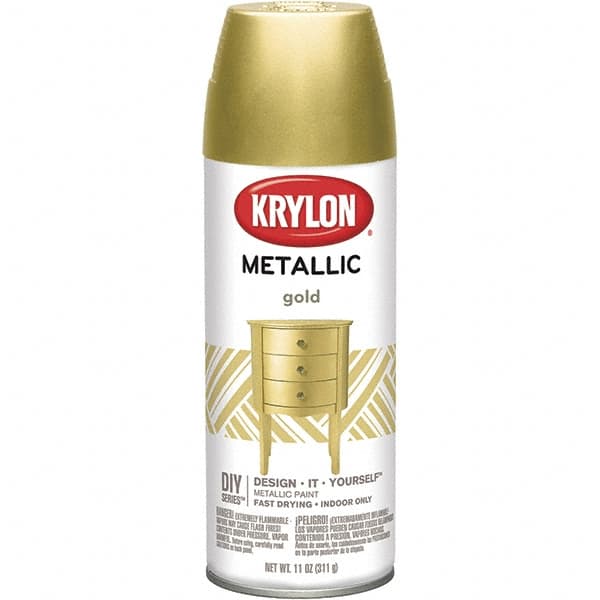 Krylon - Gold, Metallic, Aerosol Spray Paint - 15 to 20 Sq Ft per Can, 12 oz Container - Exact Tooling