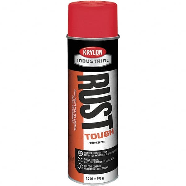 Krylon - Red, 15 oz Net Fill, Fluorescent, Acrylic Enamel Spray Paint - 15 to 20 Sq Ft per Can, 20 oz Container - Exact Tooling
