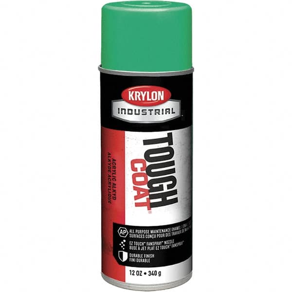 Krylon - OSHA Green, 12 oz Net Fill, High Gloss, Enamel Spray Paint - 20 to 25 Sq Ft per Can, 16 oz Container, Use on Conduits, Ducts, Electrical Equipment, Machinery, Metal, Motors, Pipelines & Marking Areas, Railings, Steel Bars, Tool Boxes, Tools - Exact Tooling