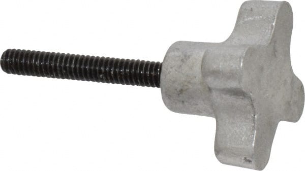 Gibraltar - 1/4-20 Lobed Shoulder Flat Tip Grade C-12L14 Steel Thumb Screw - 2-5/8" OAL, 1-1/2" Head Diam x 7/8" Head Height, Black Oxide Finish - Exact Tooling