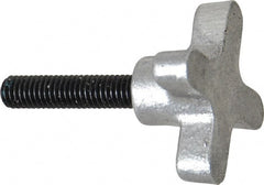 Gibraltar - 3/8-16 Lobed Shoulder Flat Tip Grade C-12L14 Steel Thumb Screw - 2-5/8" OAL, 2" Head Diam x 1" Head Height, Black Oxide Finish - Exact Tooling