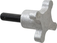 Gibraltar - 1/2-13 Lobed Shoulder Flat Tip Grade C-12L14 Steel Thumb Screw - 3-1/4" OAL, 2-1/2" Head Diam x 1-1/2" Head Height, Black Oxide Finish - Exact Tooling