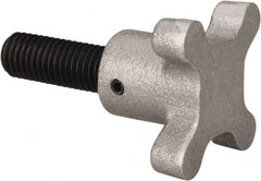 Gibraltar - 5/8-11 Lobed Shoulder Flat Tip Grade C-12L14 Steel Thumb Screw - 3-1/4" OAL, 2-1/2" Head Diam x 1-1/2" Head Height, Black Oxide Finish - Exact Tooling