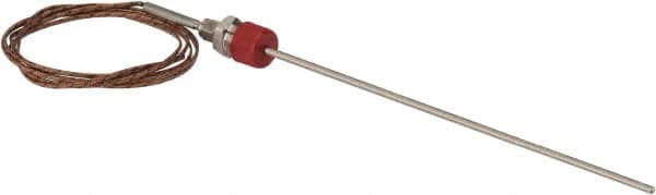 Thermo Electric - 0 to 1600°F, J Pipe Fitting, Thermocouple Probe - 6 Ft. Cable Length, Stripped Ends, 9 Sec Response Time - Exact Tooling