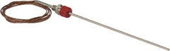 Thermo Electric - 0 to 1600°F, J Pipe Fitting, Thermocouple Probe - 6 Ft. Cable Length, Stripped Ends, 9 Sec Response Time - Exact Tooling