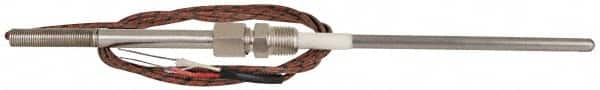 Thermo Electric - 0 to 1600°F, J Pipe Fitting, Thermocouple Probe - 6 Ft. Cable Length, Stripped Ends, 9 Sec Response Time - Exact Tooling