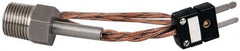 Thermo Electric - 0 to 221°F, J Pipe Plug, Thermocouple Probe - 5 Ft. Cable Length, Mini Connector, 10 Sec Response Time - Exact Tooling