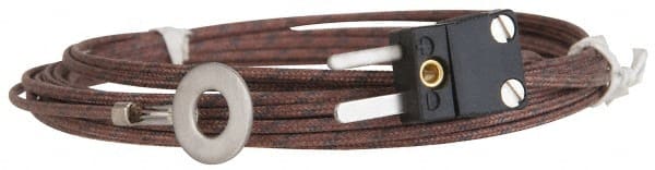Thermo Electric - 0 to 900°F, J Surface, Thermocouple Probe - 25 Ft. Cable Length, Mini Connector, 15 Sec Response Time - Exact Tooling