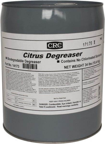 CRC - 5 Gal Bucket Cleaner/Degreaser - Liquid, Citrus & Petroleum Distillate, Citrus - Exact Tooling