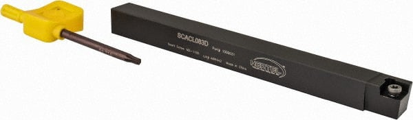 Hertel - SCAC, Left Hand Cut, 10° Lead Angle, 1/2" Shank Height x 1/2" Shank Width, Neutral Rake Indexable Turning Toolholder - 6" OAL, CC..32.5. Insert Compatibility, Series Screw-Type - Exact Tooling