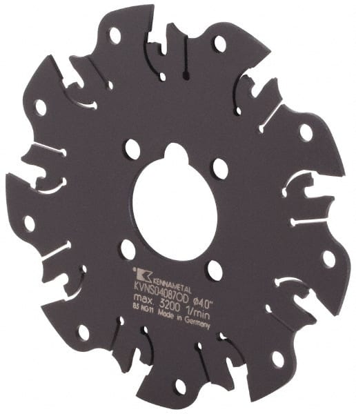 Kennametal - Arbor Hole Connection, 1-1/16" Depth of Cut, 4" Cutter Diam, Indexable Slotting Cutter - Exact Tooling