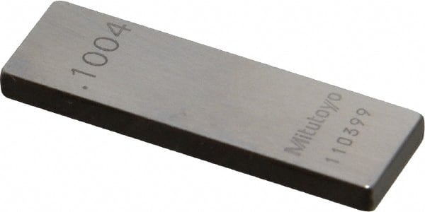 Mitutoyo - 0.1004" Rectangular Steel Gage Block - Accuracy Grade 0, Includes Certificate of Inspection - Exact Tooling