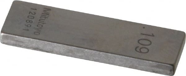Mitutoyo - 0.109" Rectangular Steel Gage Block - Accuracy Grade 0, Includes Certificate of Inspection - Exact Tooling